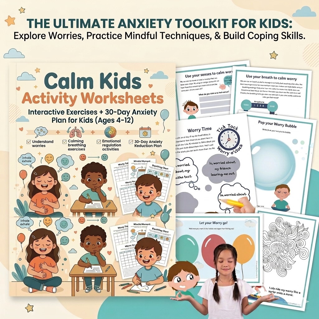 The Calm Child Toolkit  4-in-1 Parenting Guide, Worksheets & 30-Day Anxiety Plan